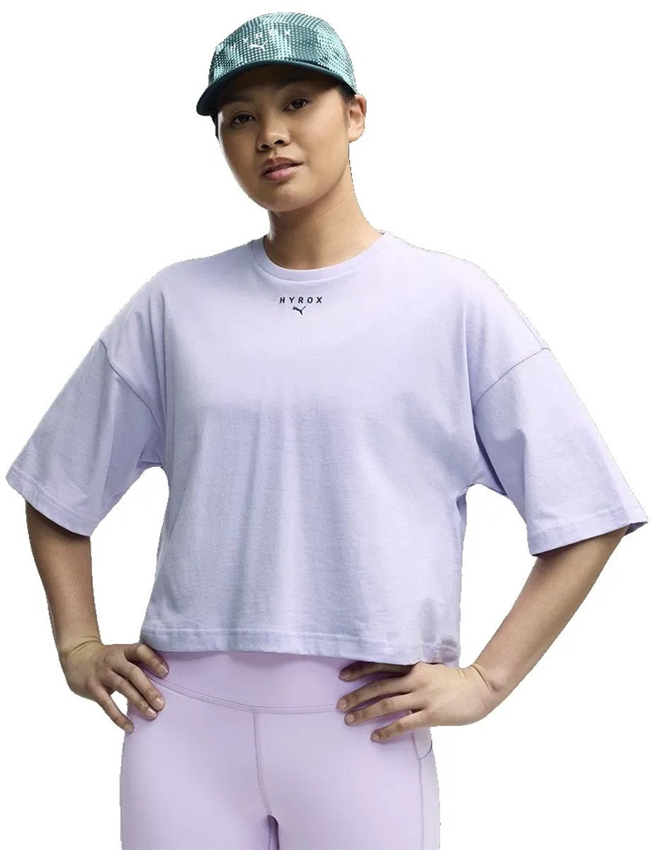 Puma x Hyrox verkürztes Lifestyle-Kurzarm-T-Shirt lila S Damen