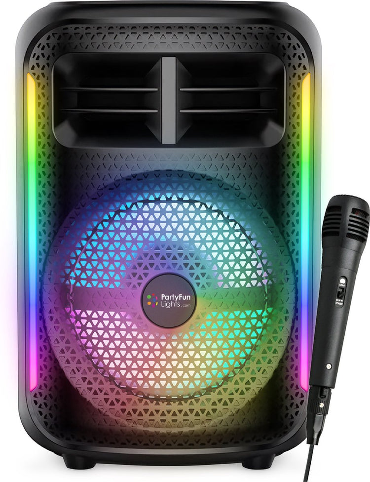 Partyfunlights kabelloses Karaoke-Set Partylautsprecher mit Mikrofon schwarz – Disco-Beleuchtung – wiederaufladbar