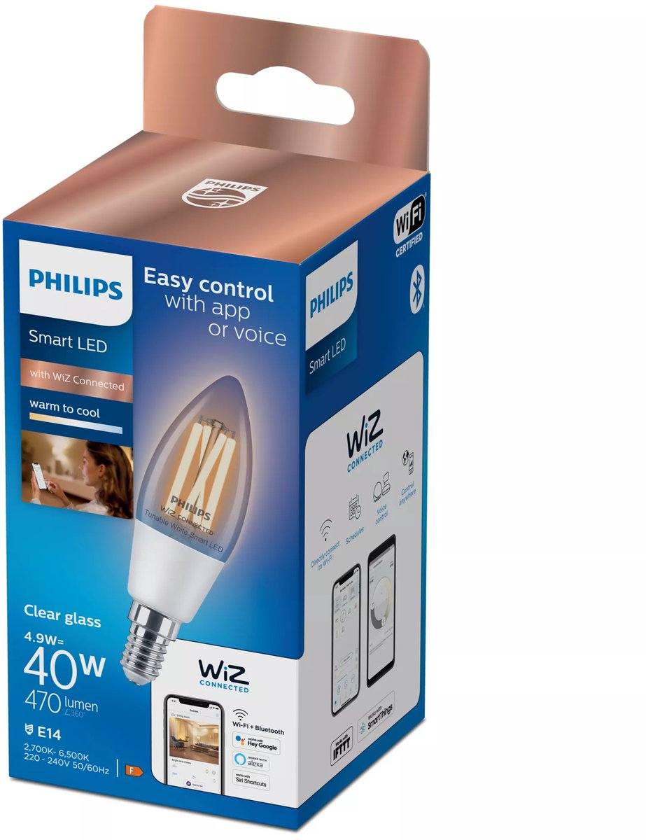 Philips LED Philips Smart LED E14 5W 470lm 2700K-6500K Kerze