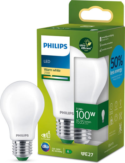 Philips LED Philips ultraeffiziente LED-Lampe matt – 100 W – E27 – warmweißes Licht