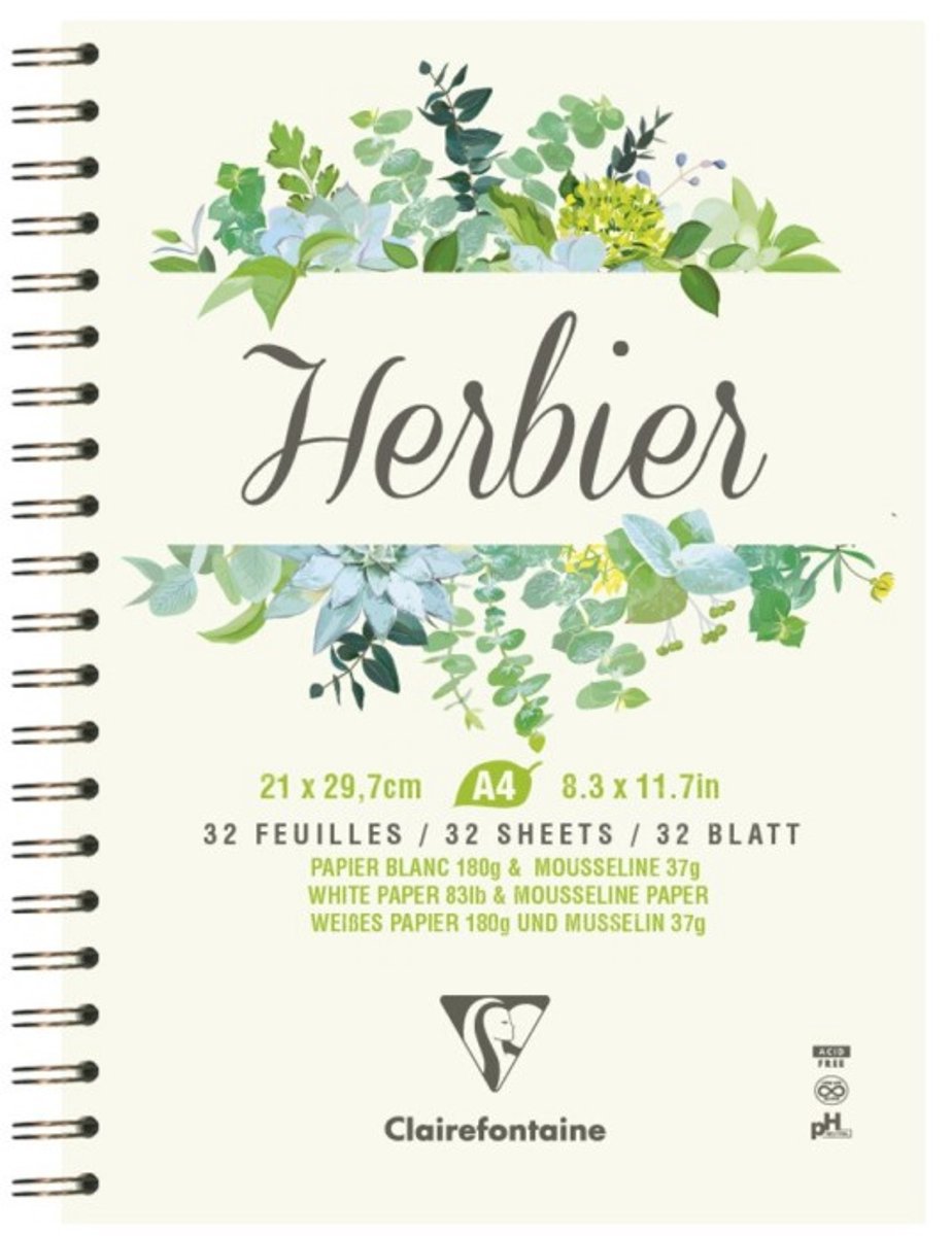 Clairefontaine Herbarium-Ringbuch-Notizbuch – A4 – 180 g – 32 Blatt