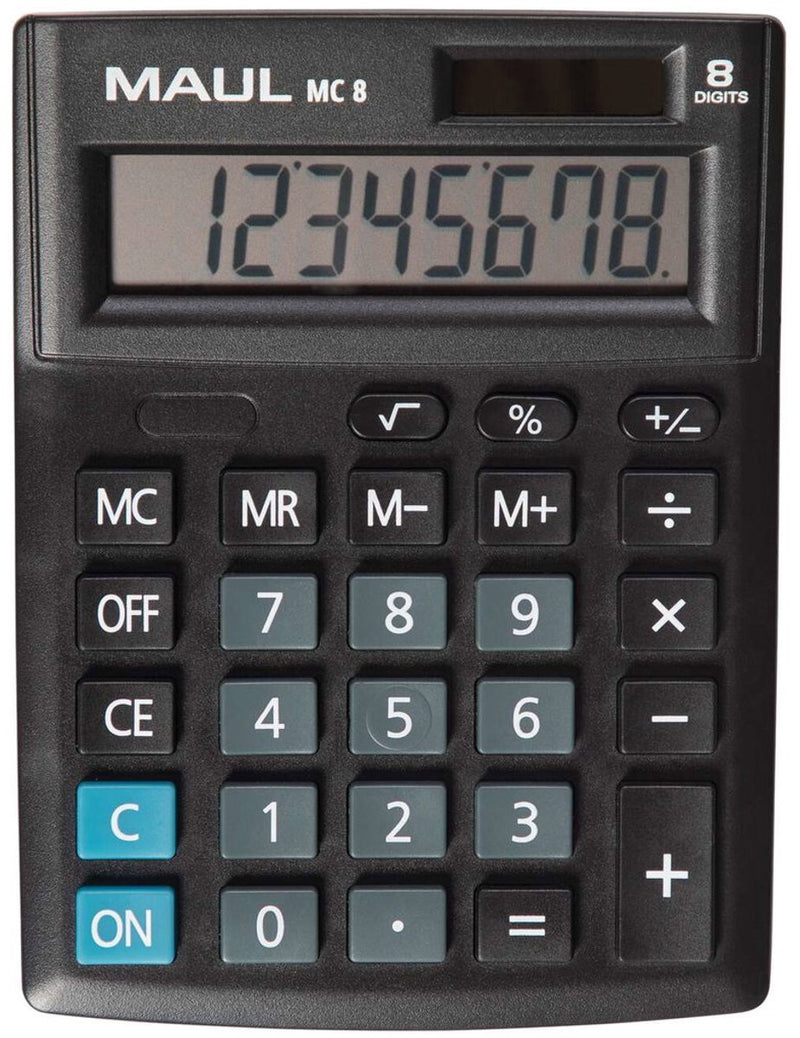 Maul MC 8 Tischrechner batteriebetrieben, solarbetrieben schwarz Anzahl der Anzeigepositionen: 8