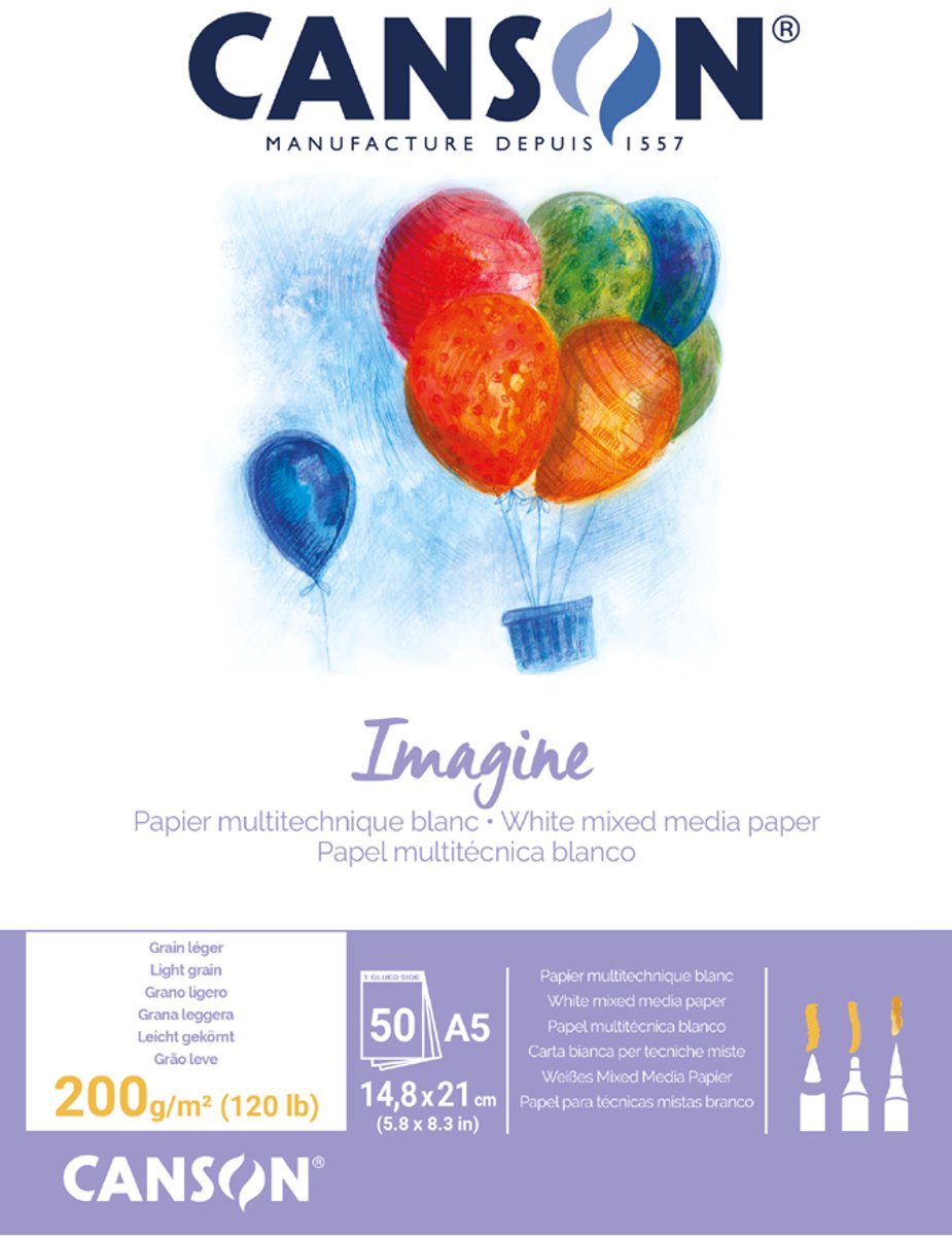 Canson Skizzenblock Imagine, A5-Format, 200-Gramm-Papier