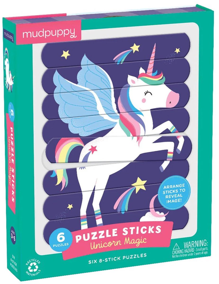Mudpuppy-Puzzle – magisches Einhorn – 2-seitige Puzzle-Stäbe für 6 Puzzles – 3 Jahre