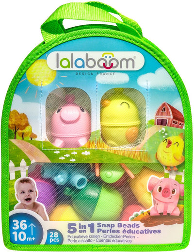 Lalaboom – Lernperlen und Nutztiere – Vogel und Schwein – 28 Stück