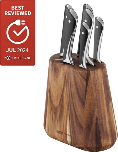Jamie Oliver by Tefal Messerset – 6-teilig – inklusive Messerblock – Holz Edelstahl – Profiqualität