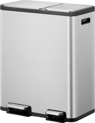 Eko - ecocasa 1 Treteimer 30+20 Liter - Edelstahl Polypropylen - mattierter Edelstahl - Abfalleimer