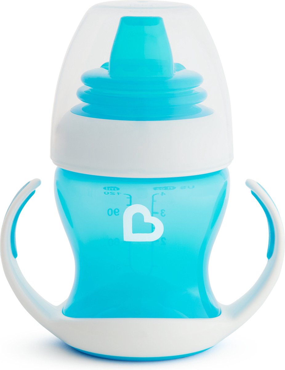 Munchkin Übergangsbecher – sanfter Becher – Übergangsbecher – Anti-Auslaufbecher für Babys – ab 4 Monaten – 118 ml – blau – Trinkbecher