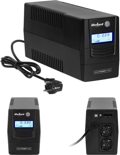 Rebel UPS 850VA – LCD – Notstromversorgung für PC, Router-Modem – USB – Viewpower