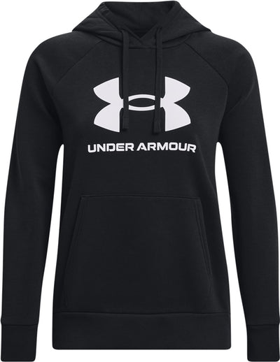 Under Armour UA Rival Fleece Big Logo HD Damen-Sporttrikot – Schwarz – Weiß
