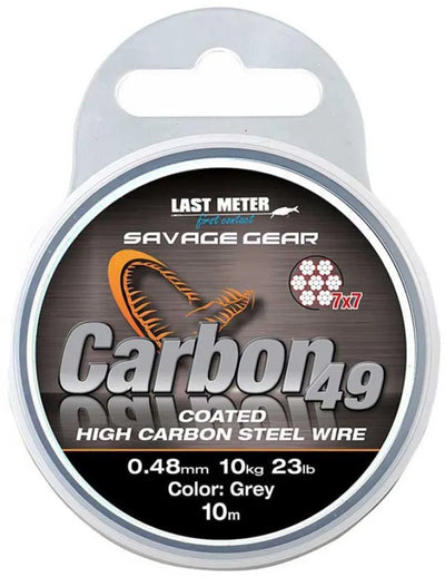 Savage Gear Carbon49 grau beschichteter Kohlenstoffstahldraht 10 m