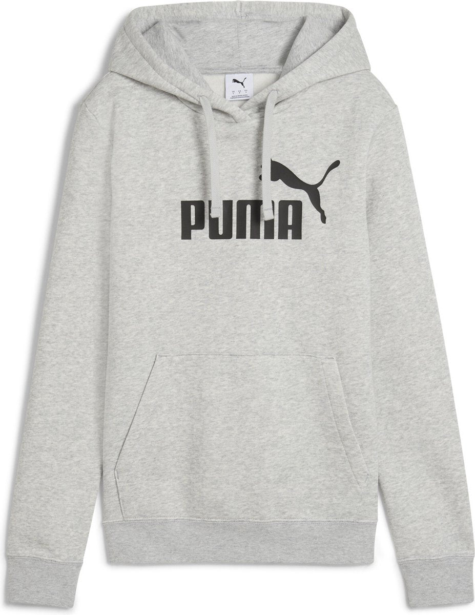 Puma ess Nr. 1 Logo Hoodie FL Damen-Sportpullover – Hellgrau meliert