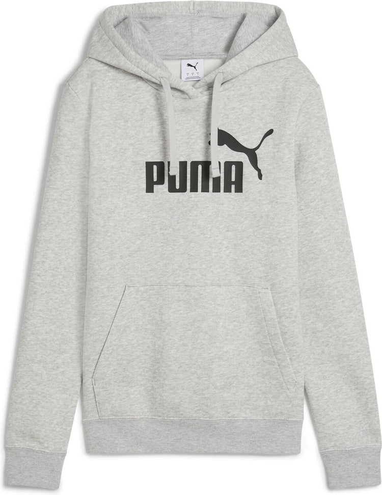 Puma ess Nr. 1 Logo Hoodie FL Damen-Sportpullover – Hellgrau meliert