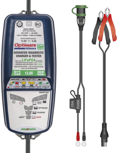 Optimate Lithium 4S 6A 12,8 V LifePO4 Batterieladegerät – Automatisches 10-Stufen-Ladegerät mit Ampmatic-Technologie – sicher, wetterfest – für Motorräder, Autos, ATV-Wasserfahrzeuge