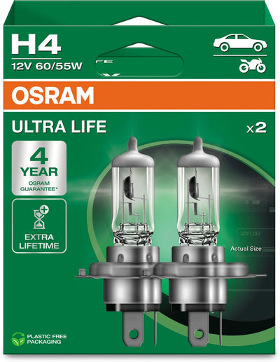 Osram Ultra Life-Serie – Halogen-Fahrzeuglampe – H4 – lange Lebensdauer – 4 Jahre Garantie