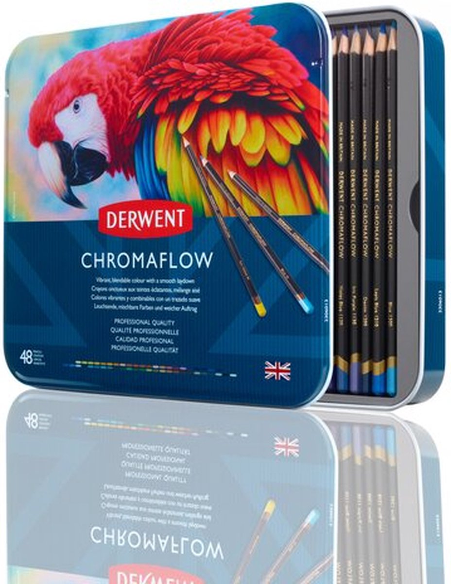 Derwent Chromaflow Buntstifte – Sortiment in Dose – 3,5 mm – 48 Stück