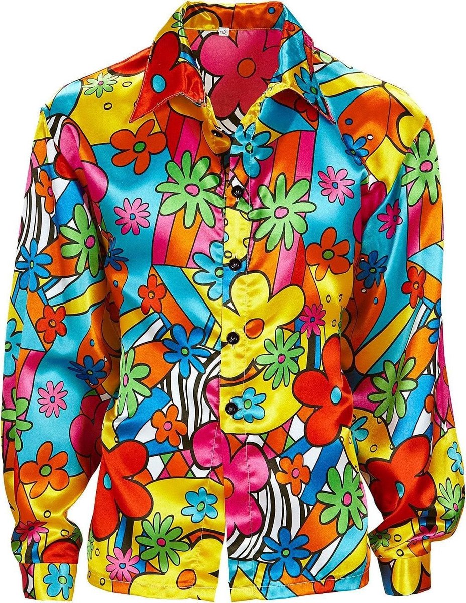 Finidi Hippie-Bluse Blumen Herren