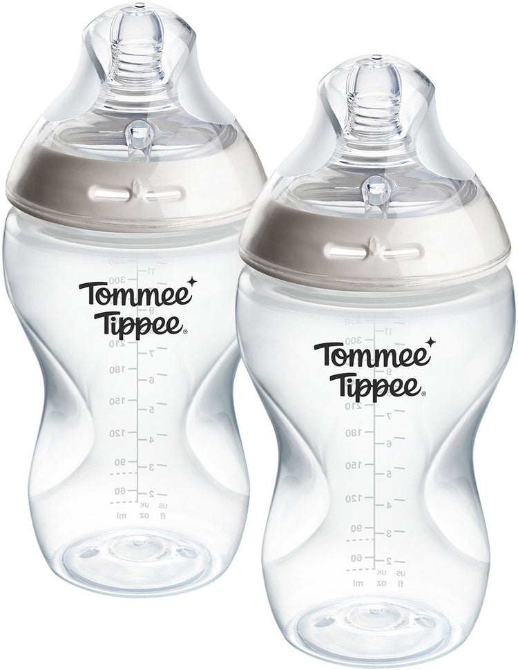 Tommee Tippee Natural Start Babyflaschen – Set mit 2 x 340 ml Babyflaschen – mittlere Fließgeschwindigkeit – 3 m+