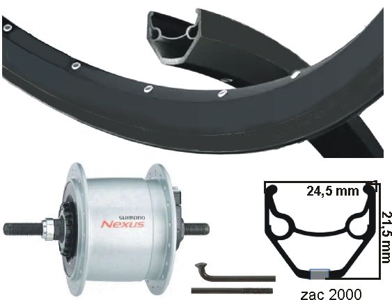 KGS -Vorderrad 28 Zoll (622) ZAC2000 Black NAFD und R.Brake Black Spoke Fixe Achse