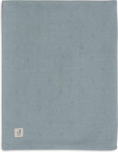 Jollein – Kinderbettdecke 75 x 100 cm – Kinderbettdecke, Kinderbettdecke, Babydecke – gemütlicher gestrickter seegrüner Samt