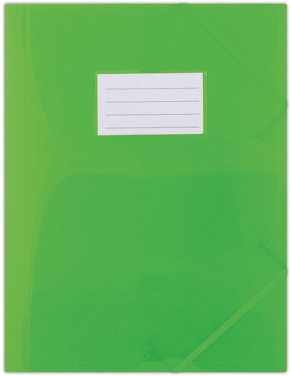 Donau-Dokumentenmappe mit Gummizug, PP, A4, 480 Mikron, 3 Klappen, halbtransparent, grün, Typ 3 Klappen, mit Gummizug, mit Etikettenregister, n.a. Einsteckhülsen – nicht verfügbar. Material – PP-Laschen – nicht verfügbar