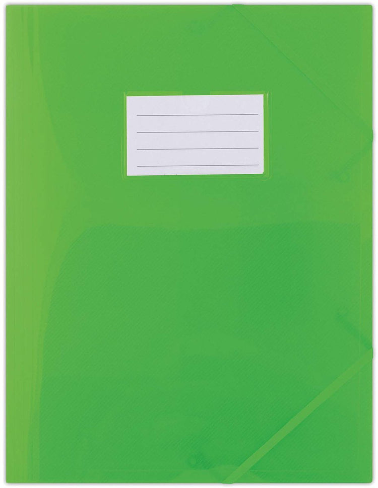 Donau-Dokumentenmappe mit Gummizug, PP, A4, 480 Mikron, 3 Klappen, halbtransparent, grün, Typ 3 Klappen, mit Gummizug, mit Etikettenregister, n.a. Einsteckhülsen – nicht verfügbar. Material – PP-Laschen – nicht verfügbar
