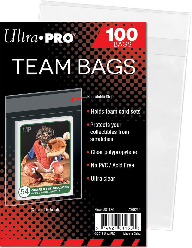 Ultrapro 100 Aufbewahrungsbeutel Ultra Pro Team Bags transparente Beutel mit wiederverschließbarem Klebestreifen