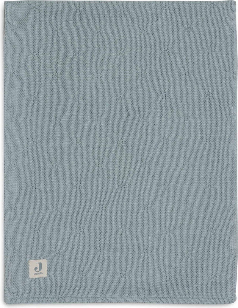Jollein – Kinderbettdecke 100 x 150 cm – Babydecke – gemütlicher gestrickter meergrüner Samt