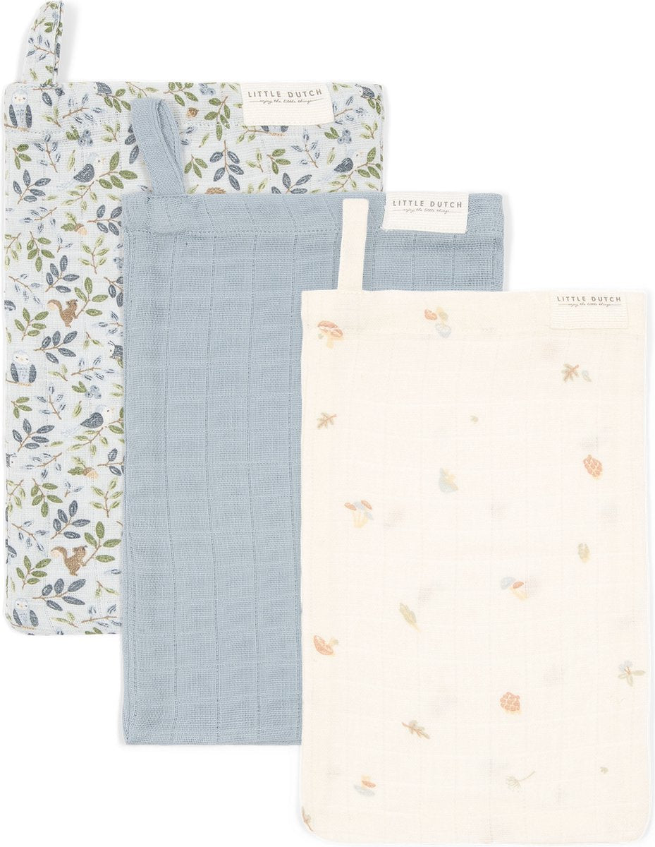 Little Dutch Waschlappen-Set – Blau – Waldfreunde