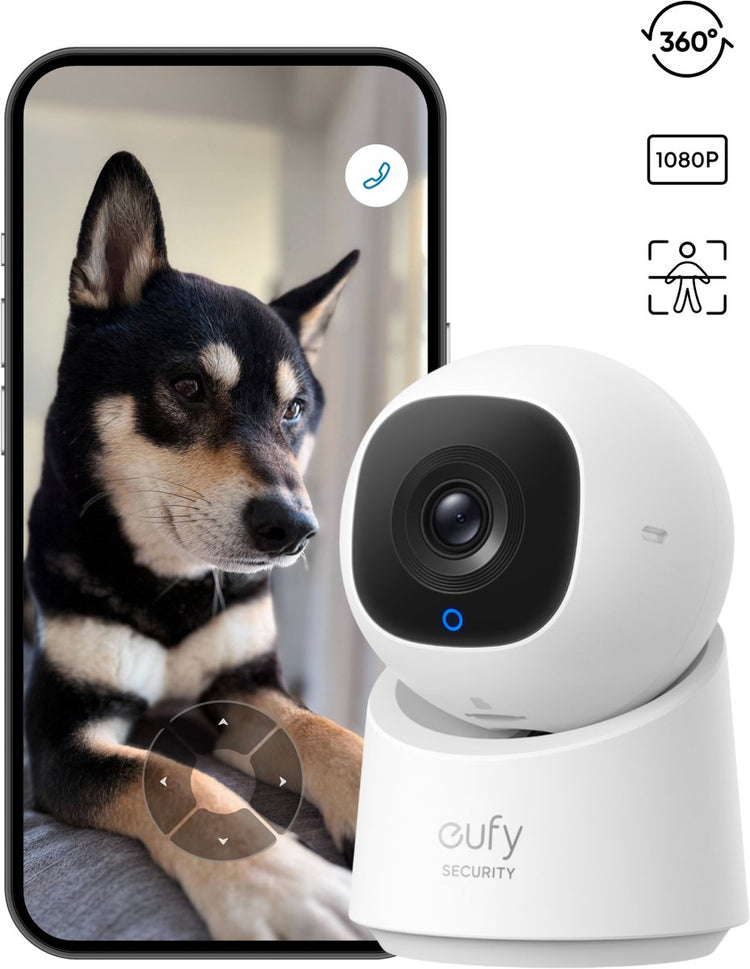 Eufy security c210 Innenkamera – Innenkamera – Haustierkamera mit App – Petcam – 1080p HD-Auflösung – 360° Schwenken und Neigen – KI-basierte Bewegungs- und Personenerkennung – kompatibel mit Alexa und Google Assistant