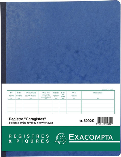 Exacompta-Spezialregister für Werkstätten – Französisch – 80 Seiten – – 5092x
