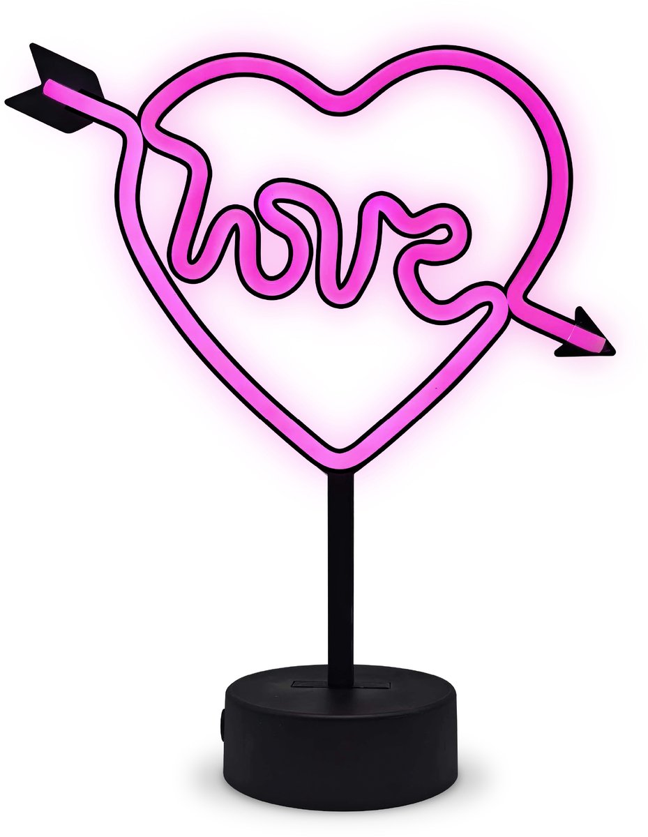 Partyfunlights - LED-Neon-Liebeslampe - Herzform - Rosa - über USB und Batterien