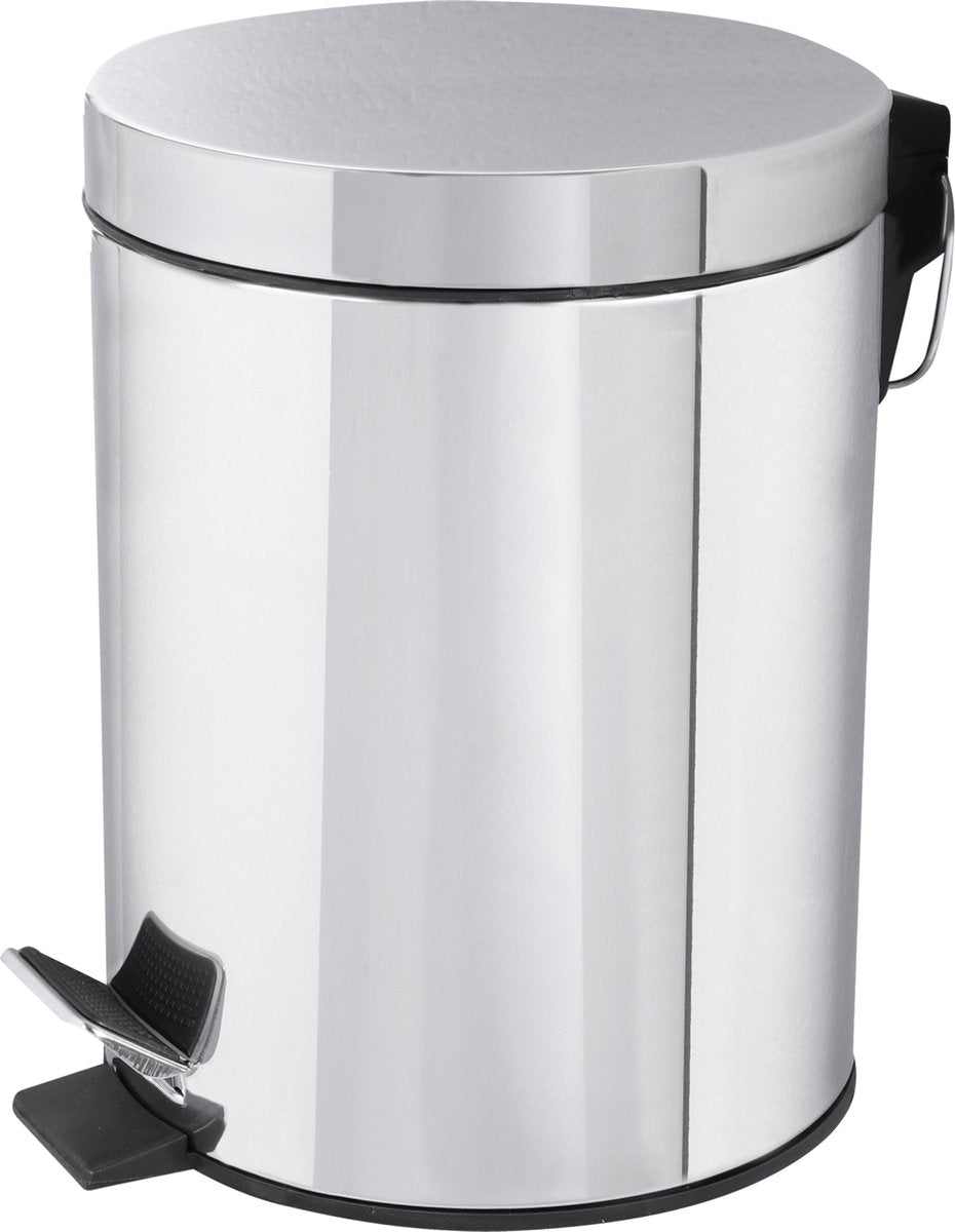 Differnz Treteimer Chrom - Badezimmerabfalleimer - Abfalleimer - 5 Liter
