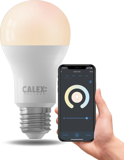 Calex Smart-Lampe – WLAN-LED-Beleuchtung – E27 – Smart-Glühbirne – dimmbar – warmweißes Licht – 9 W
