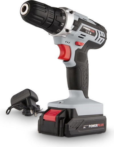 Powerplus Akku-Bohrschrauber Powc1071 – 20 V Akku-Bohrschrauber für Holz und Metall – inkl. Akku, Ladegerät und Koffer