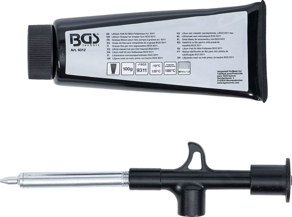 BGS Technic Mini-Fettpresse mit Lithiumfett 100 g Tube