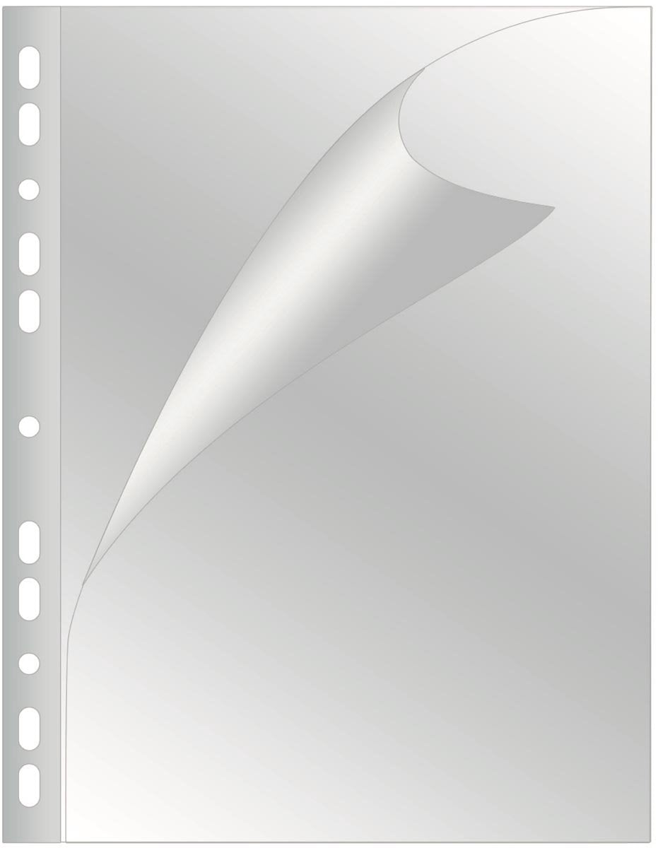 Q-Connect perforierte Showtasche A4, 11-Loch-Perforation, kristallklar, 80 Mikron, Packung mit 25 Stück