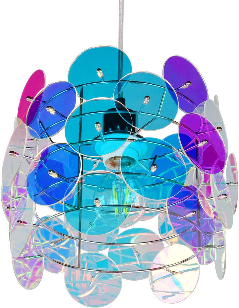 Rl lebe dein Licht Reality Iride - Hängelampe - transparent irisierend - exkl. 1x E27 4 W - Deckenmontage - höhenverstellbar