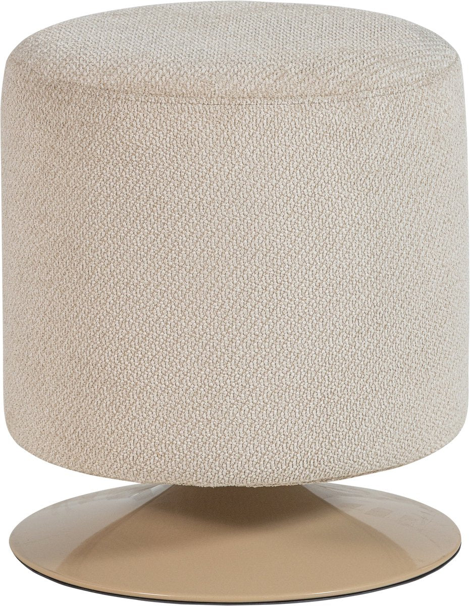 Woood Islen-Ottomane mit Drehfuß – Bouclé – Beige – 47 x 39 x 39
