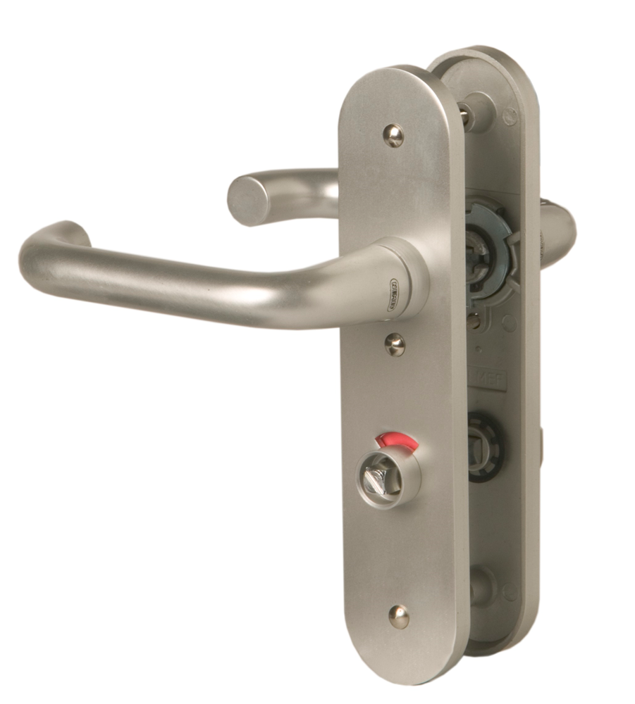 Nemef 3253 Toiletten-RS-Armatur, kurzes Schild, abgerundet | d Hocker-Hocker | Beschlagset | gefiedert | Kurbelzapfen 8mm | f1 Aluminium | wc63 | Drehrichtung rechts - 9325322631