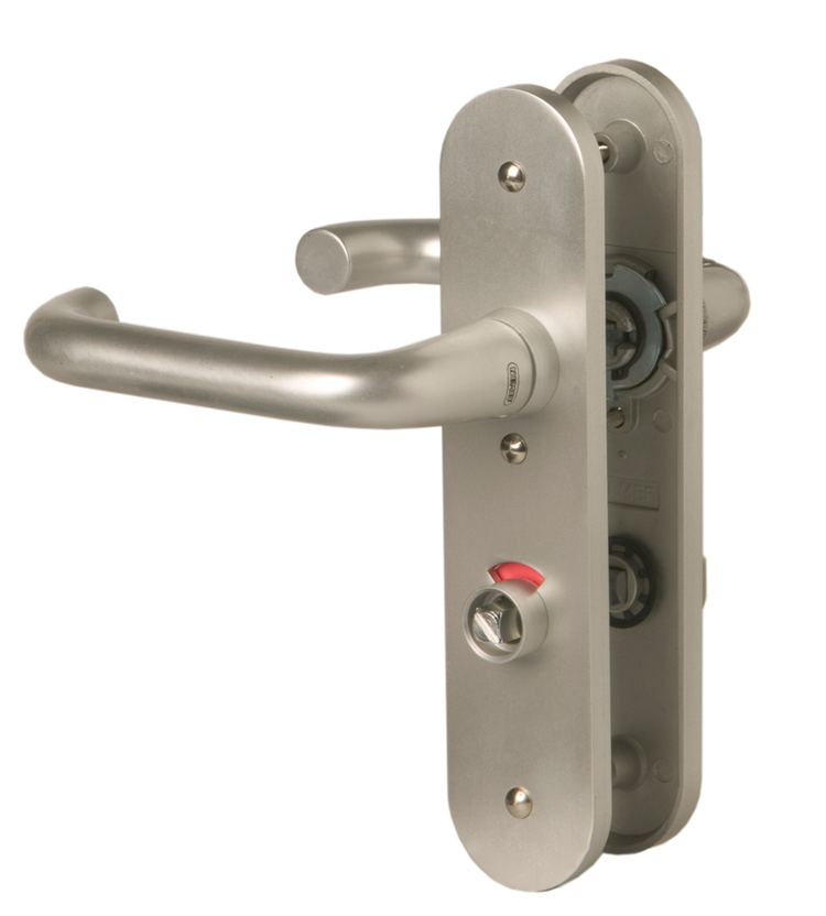 Nemef 3253 Toiletten-RS-Armatur, kurzes Schild, abgerundet | d Hocker-Hocker | Beschlagset | gefiedert | Kurbelzapfen 8mm | f1 Aluminium | wc63 | Drehrichtung rechts - 9325322631