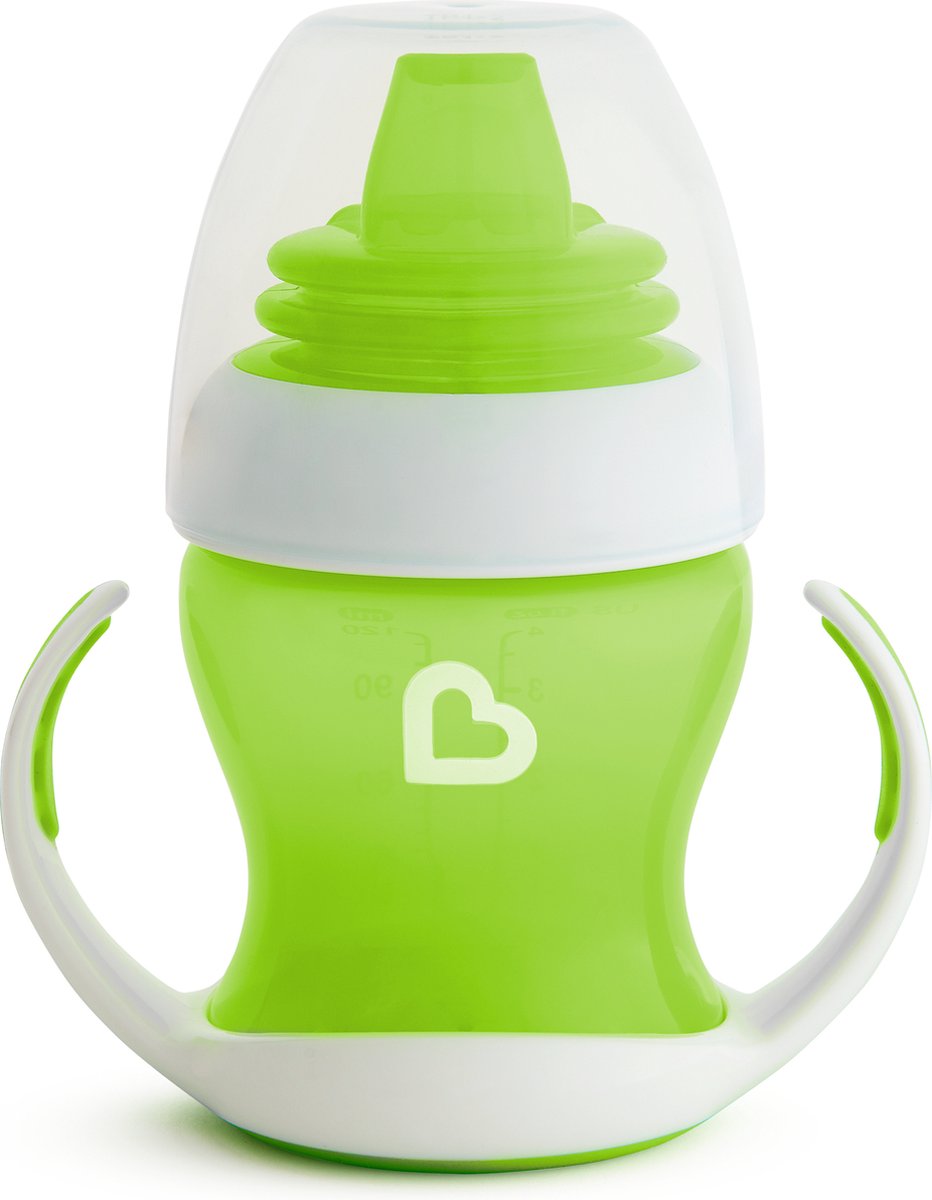 Munchkin Übergangsbecher – sanfter Becher – Übergangsbecher – Anti-Auslaufbecher für Babys – ab 4 Monaten – 118 ml – grün – Trinkbecher