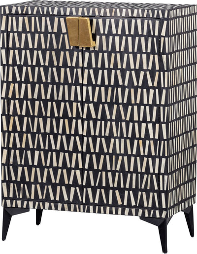 Woood Menne Aufbewahrungsschrank – Knocheneinlage – Schwarz und Weiß – 108 x 81 x 43 cm