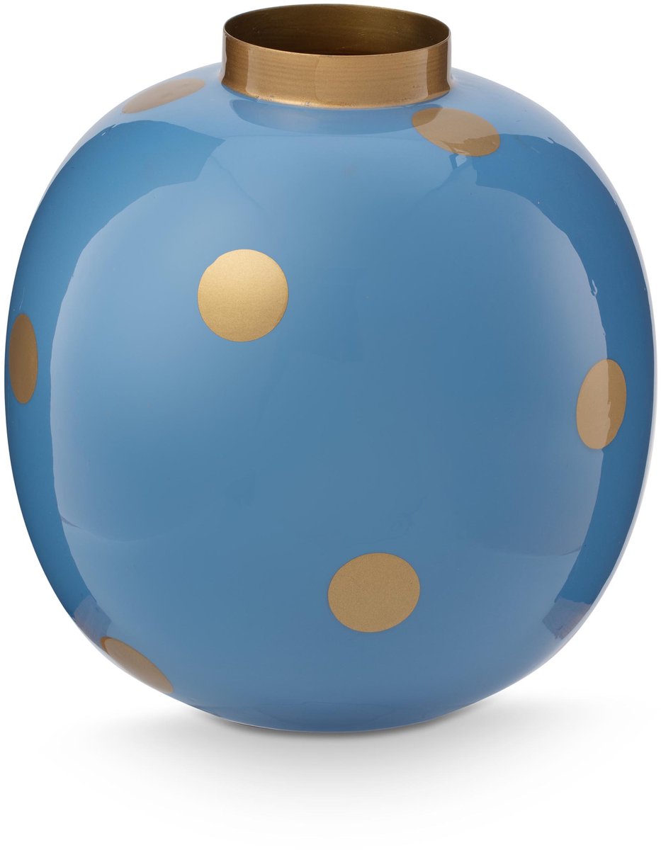 Pip Studio Vase Dots – Blumenvase aus Metall – Blaugold – 23 cm