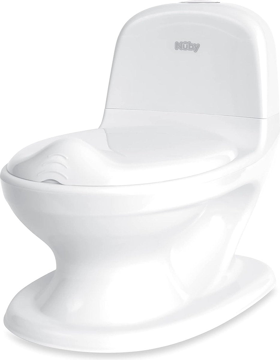 Nûby Dr. Talbot's Nuby™ Töpfchen – Toilette mit Deckel und – Spülgeräusch – Trainingstoilette – rutschfest – mit Stauraum für Tücher – weiß