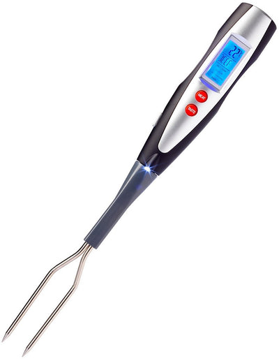 Westmark roasting and grilling fork with thermometer, with LED screen and flashlight, length: 38.5 cm, stainless steel plastic silicone, silver black red, 15042280