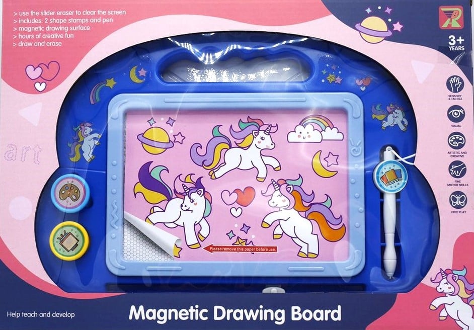 Magische Magnetscheibe Einhorn mit 2 Magnetenstempeln und Magnetstift