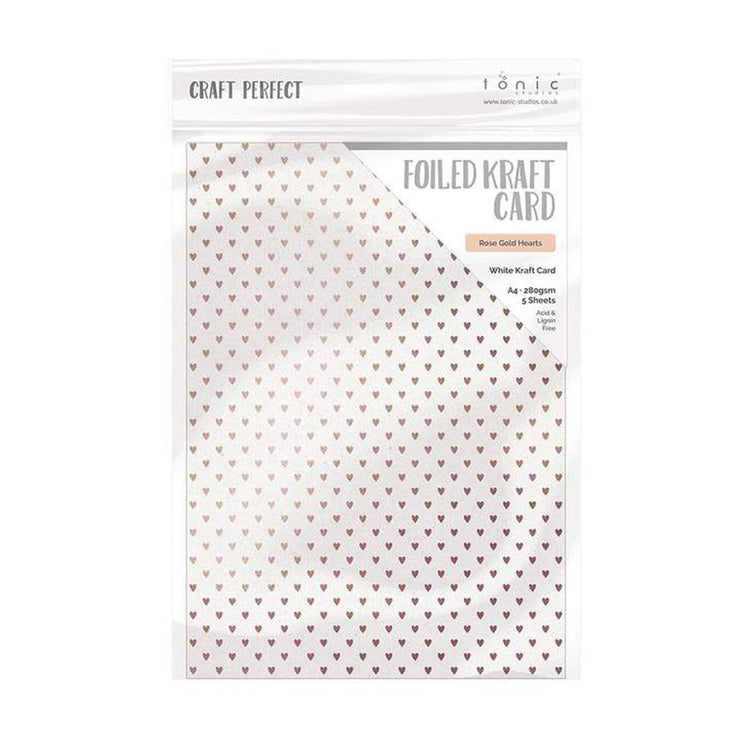 Craft Perfect von Tonic Studios Craft Perfect • folierter Kraftkarton, A4 x5, 280 g Rosenherzen