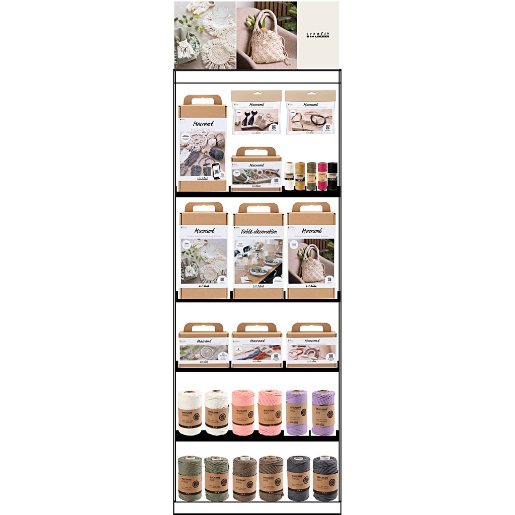 Creativ Company Bodendisplay, montiert, Kategorie, Makramee, Erwachsene, H: 1580 mm, L: 600 mm, B: 400 mm, 139 Einheiten. 1 Stück