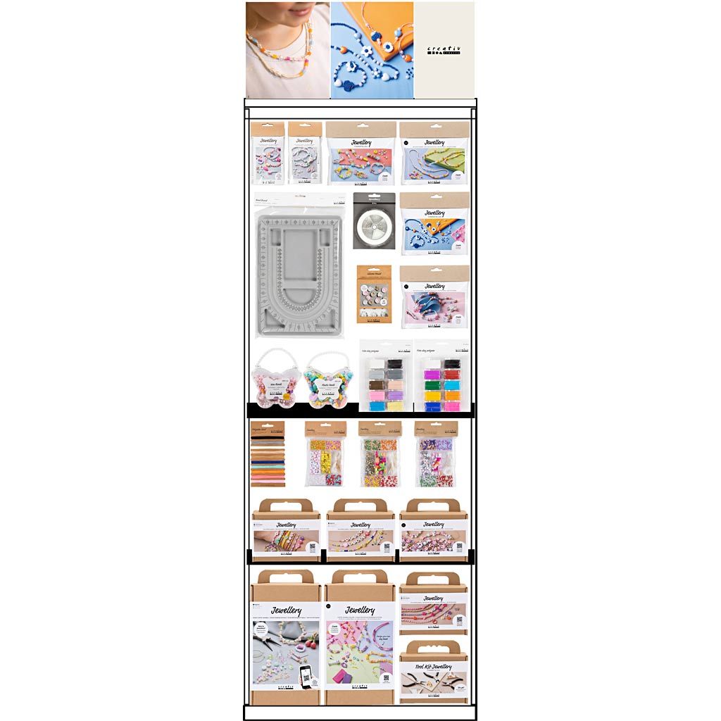 Bodendisplay der Firma Creativ, unmontiert, Kategorie, Schmuck, Kinder, H: 1580 mm, L: 600 mm, B: 400 mm, 106 Einheiten. 1 Stück